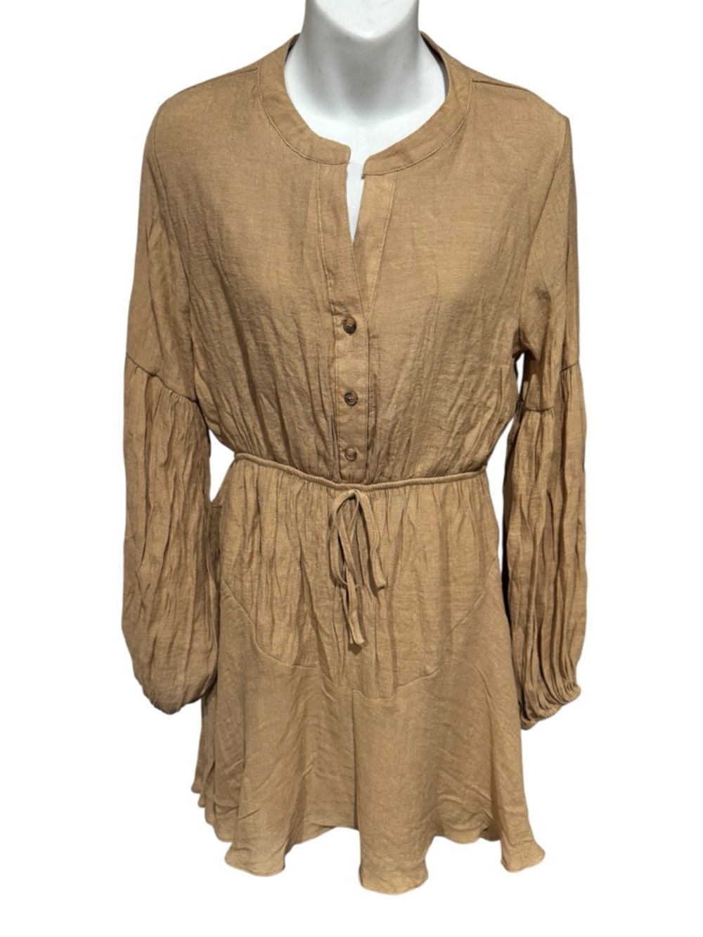 Blu Pepper Tan Long Sleeve Mini  Dress Free Culture Clothing - Picture 5 of 13